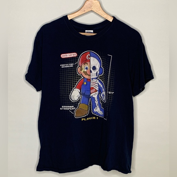 Mario Dissection Skeleton Ecroche Navy Blue Shirt in L - Picture 2 of 4